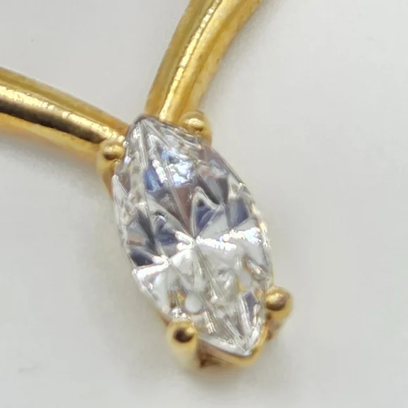 Vintage Avon Marquise Crystal Tennis Style Y-Necklace Gold Tone 17" - Picture 11 of 12